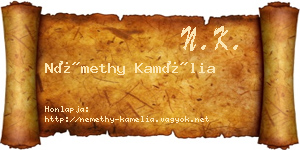 Némethy Kamélia névjegykártya